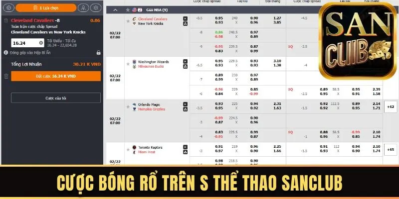 Tham gia cá cược bóng rổ trên S thể thao Sanclub